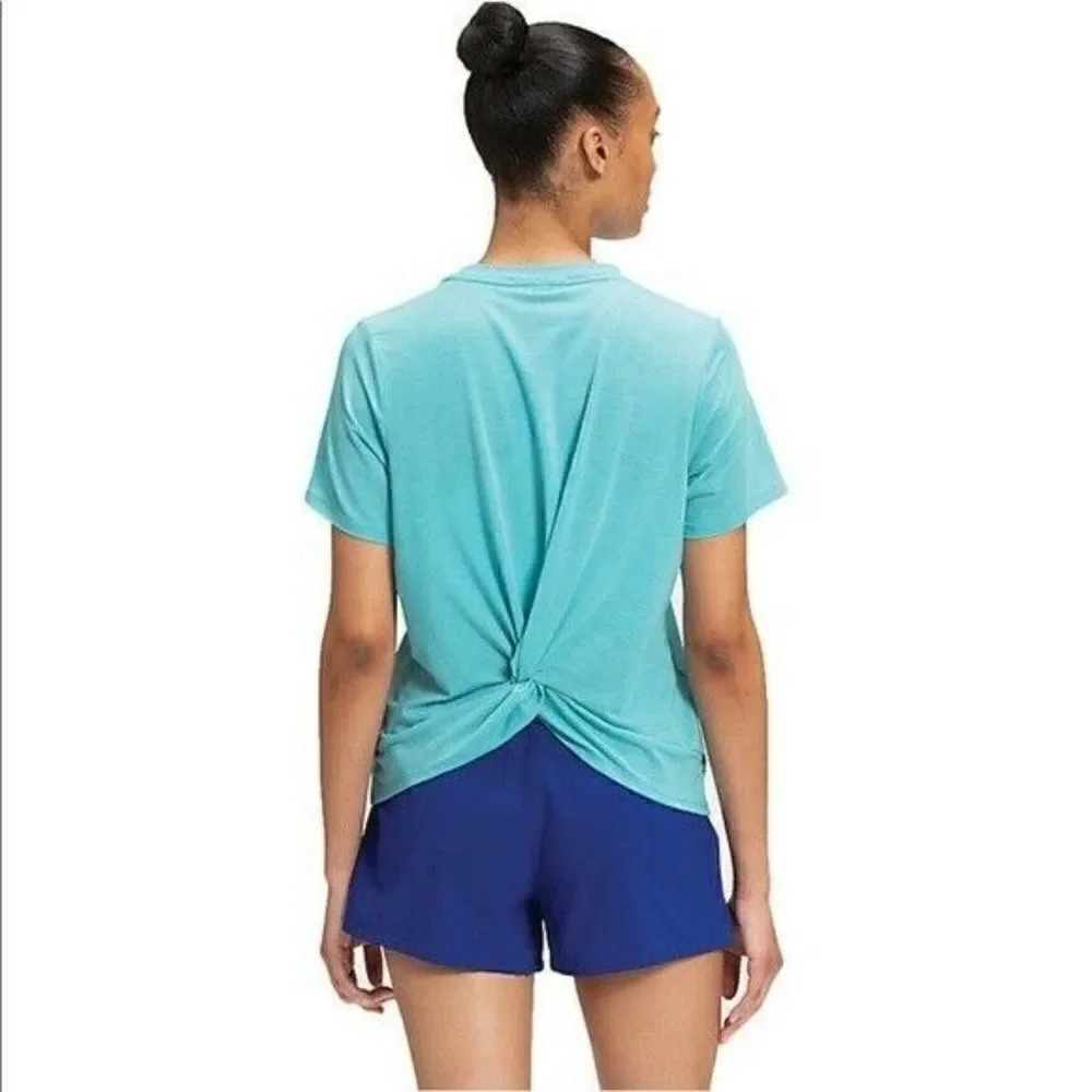 The North Face Women's Maui Blue Wander Twist Back Short Sleeve T-Shirt Small - Picture 2 of 9
